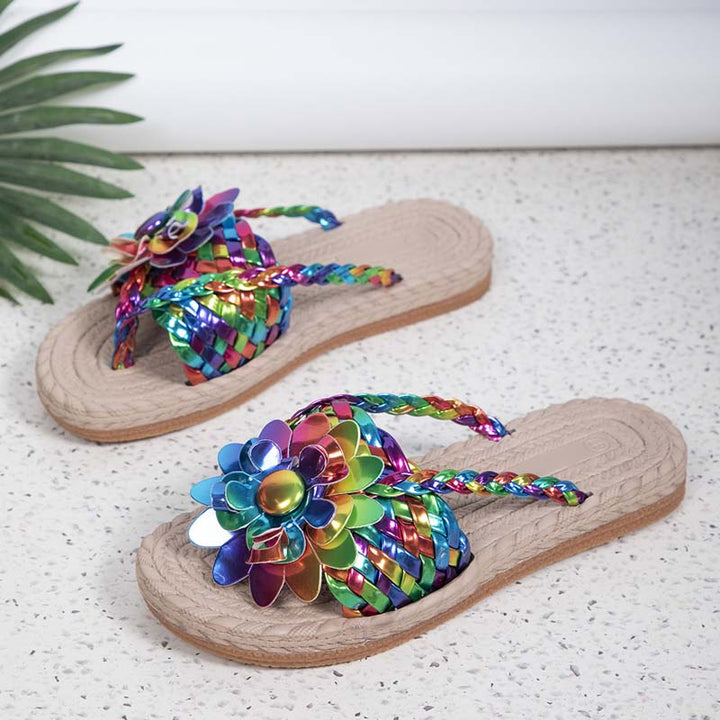 3D Floral Decorative Flat House Slippers