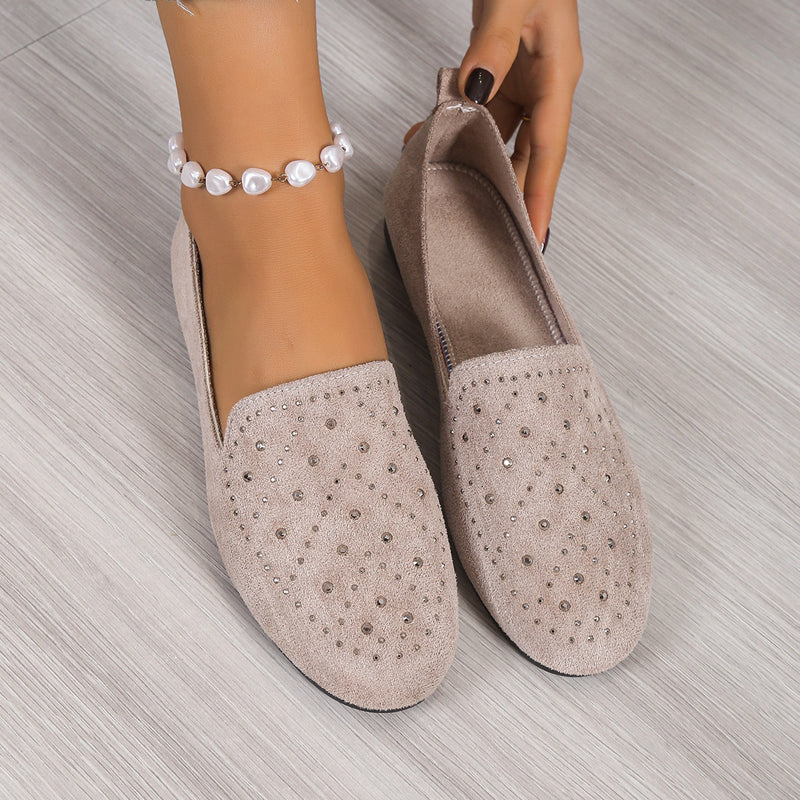 Flat Shoes Decorated with Rhinestones