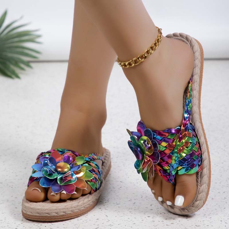 3D Floral Decorative Flat House Slippers