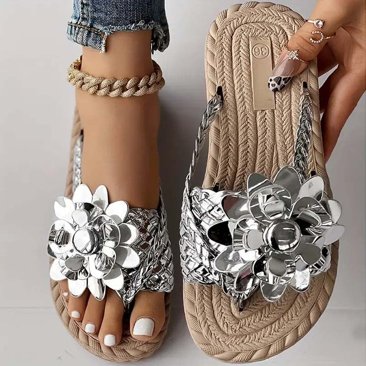 3D Floral Decorative Flat House Slippers